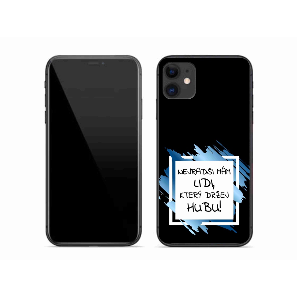 Gélový kryt mmCase na iPhone 11 - vtipný text 7 bieločierne pozadie