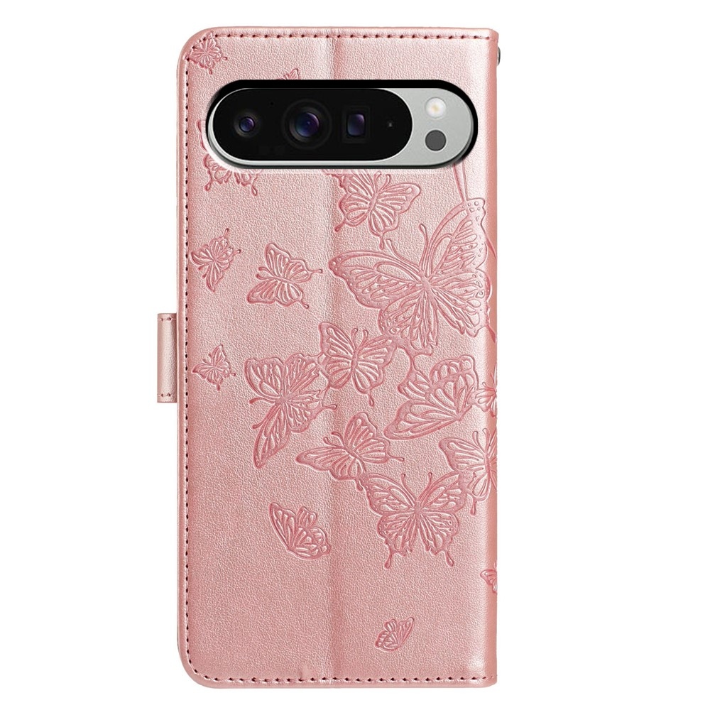 Floral Butterfly knižkové puzdro na Google Pixel 10 Pro XL/Pixel 9 Pro XL - ružovozlaté