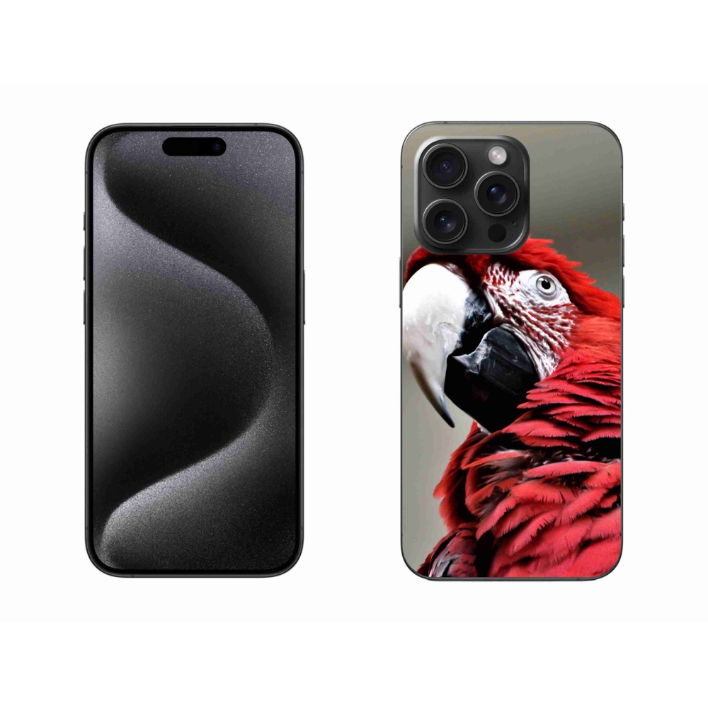 Gélový obal mmCase na iPhone 15 Pro Max - papagáj ara červený