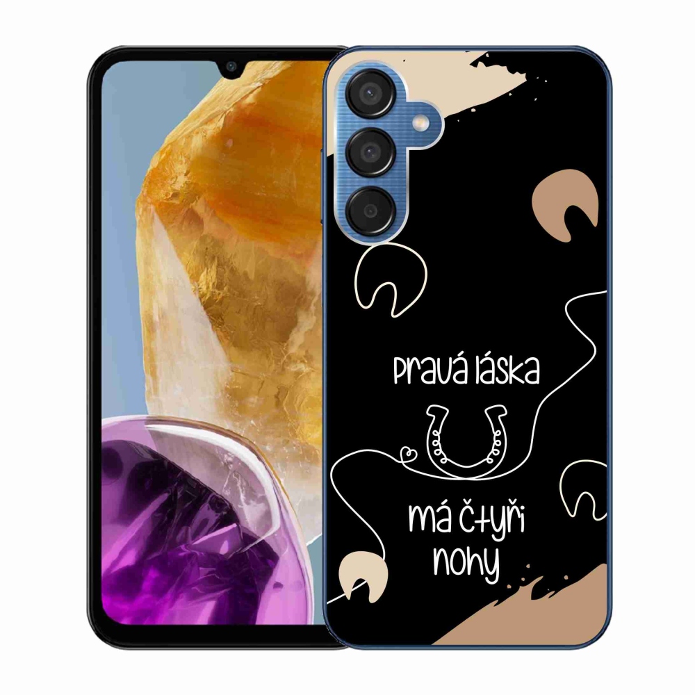 Gélový kryt mmCase na Samsung Galaxy M15 5G - konský motív čierne pozadie