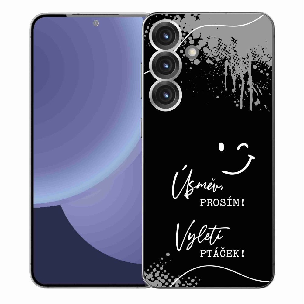 Gélový kryt mmCase na Samsung Galaxy S25+ - vtipný text 4 čierne pozadie