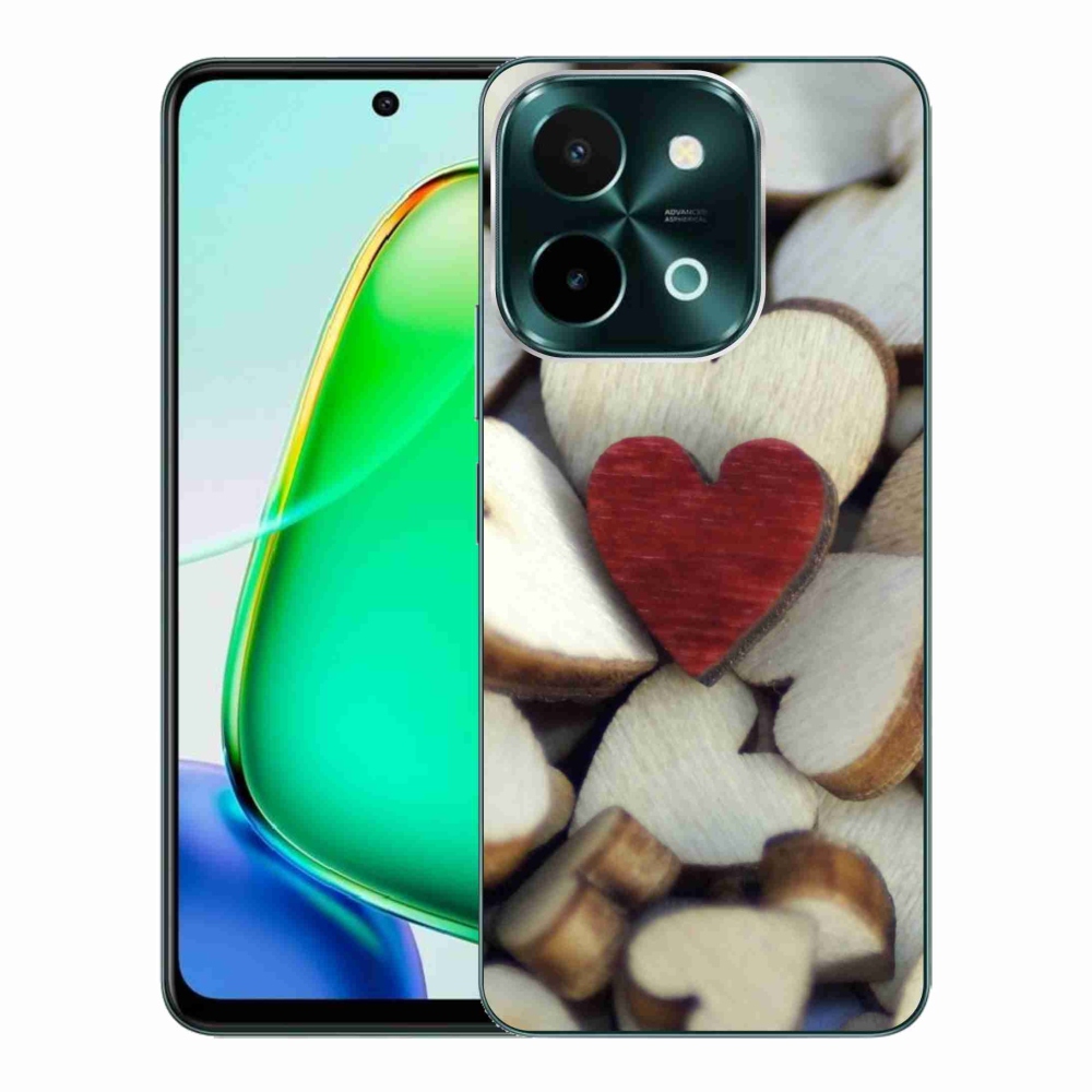 Gélový kryt mmCase na Vivo Y28 - gravírované červené srdce