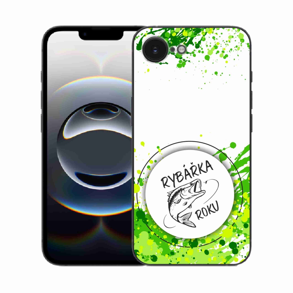 Gélový kryt mmCase na iPhone 16e - rybárka roka biele pozadie