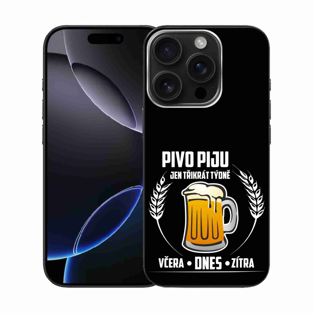 Gélový kryt mmCase na iPhone 16 Pro - pivný motív čierne pozadie