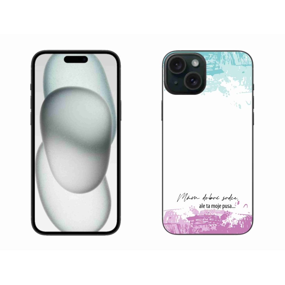 Gélový kryt mmCase na iPhone 15 Plus - vtipný text 3 biele pozadie