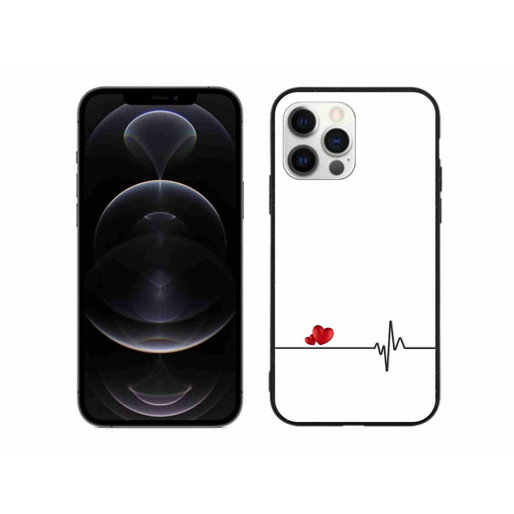 Gélový kryt mmCase na iPhone 12 Pro Max - srdce a tep biele pozadie