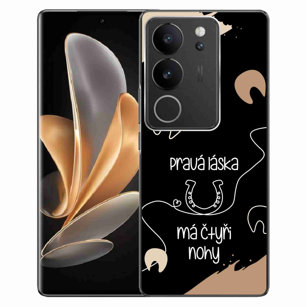 Gélový kryt mmCase na Vivo V29 5G - konský motív čierne pozadie