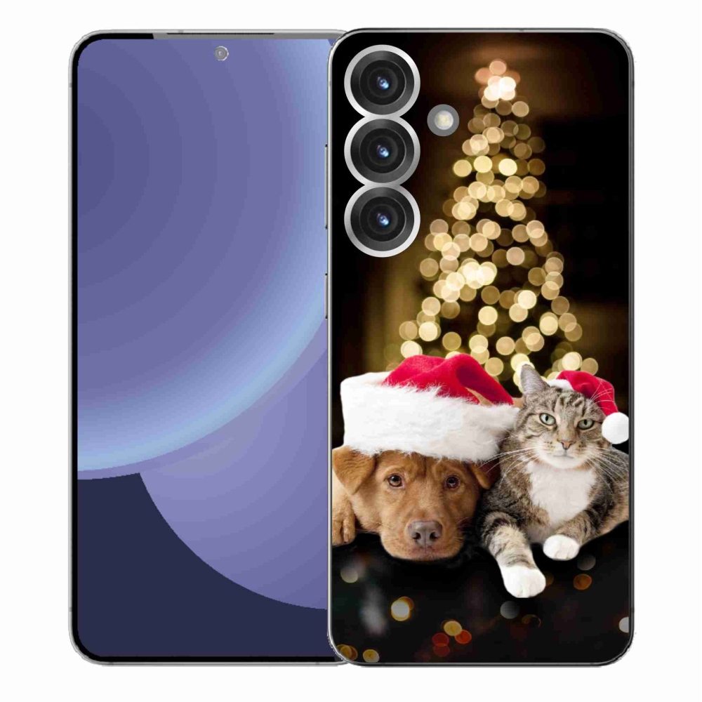Gélový kryt mmCase na Samsung Galaxy S25+ - vianočný pes a mačka