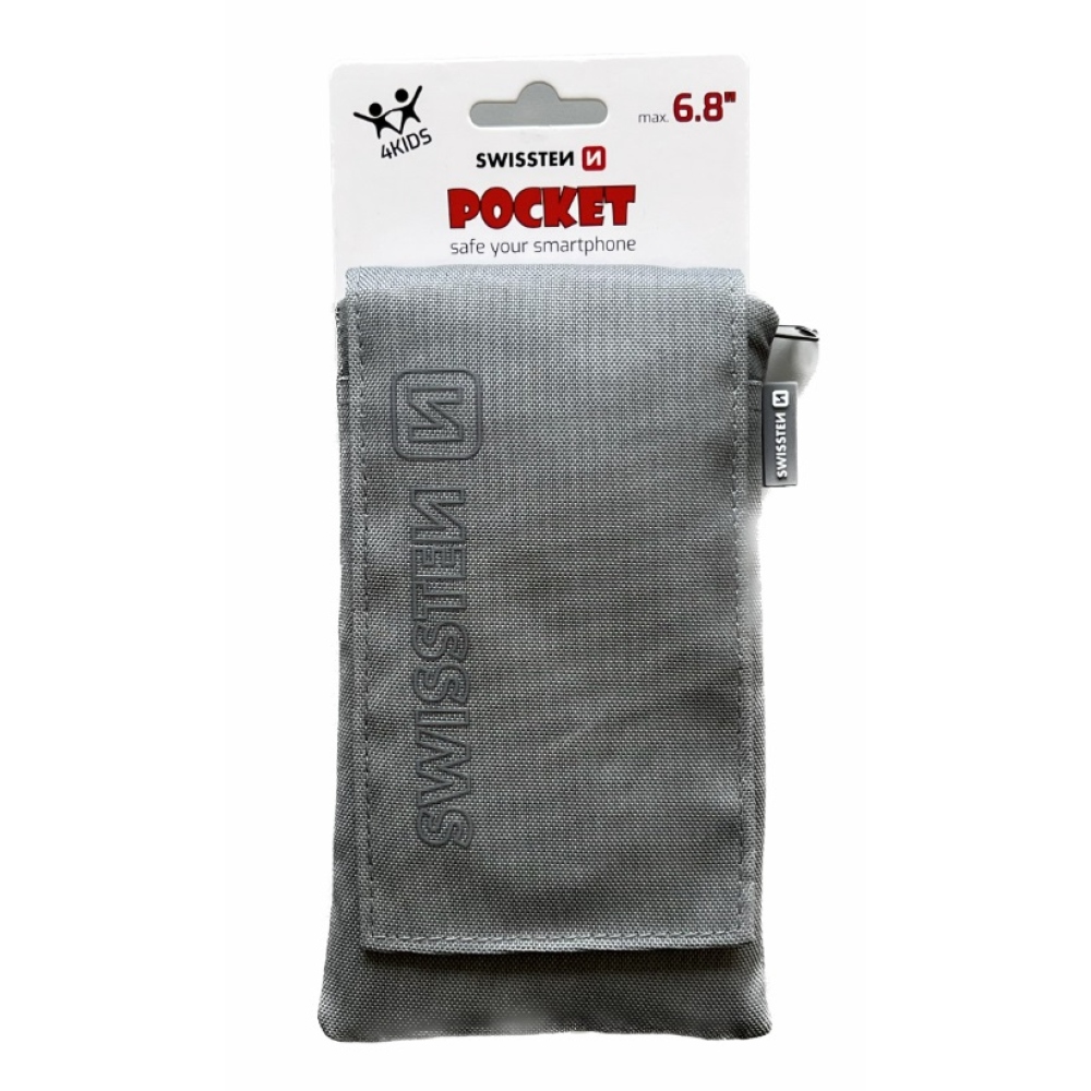 Univerzálne látkové púzdro Swissten Pocket 6,8 so šnúrkou - šedé