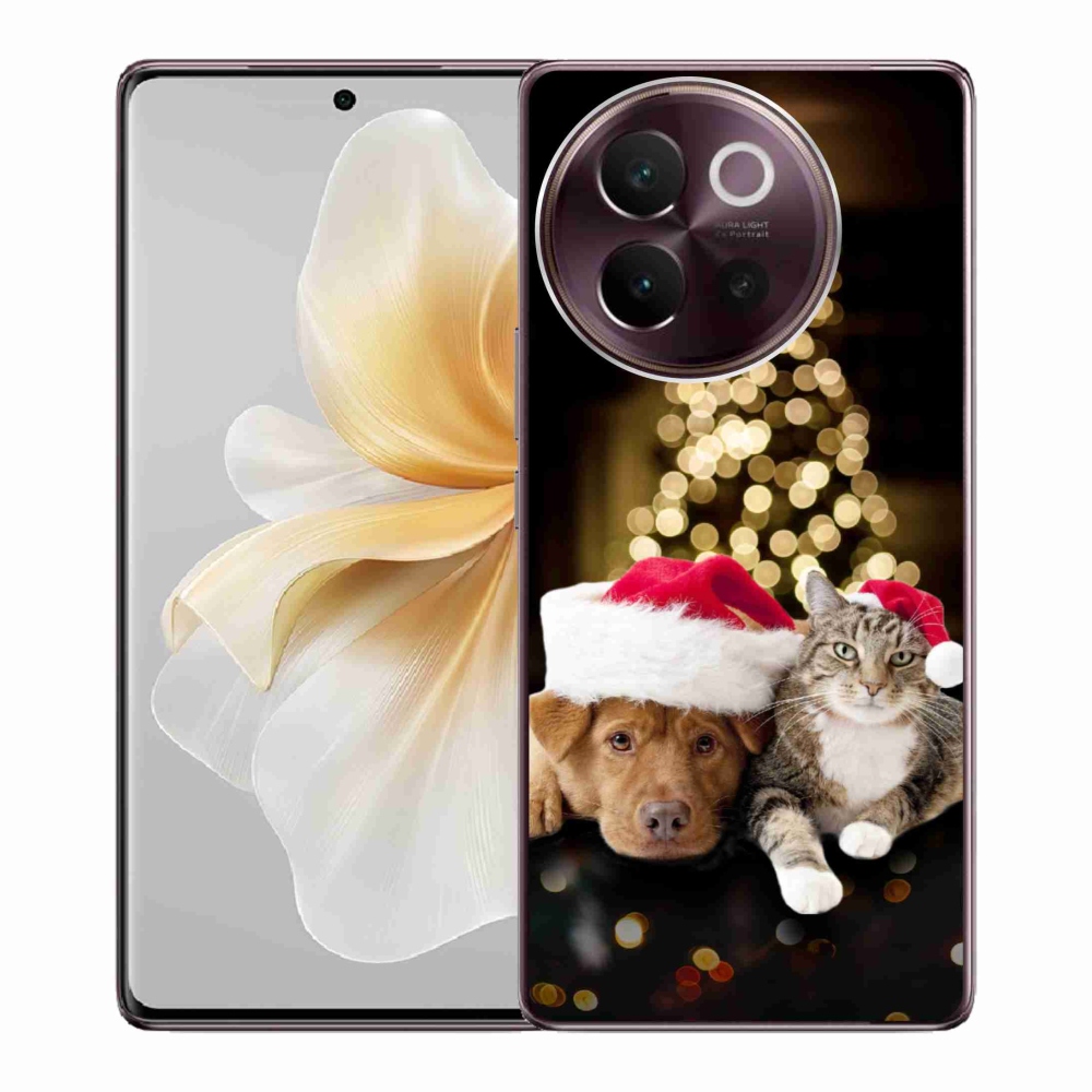 Gélový kryt mmCase na Vivo V40 Lite 5G - vianočný pes a mačka