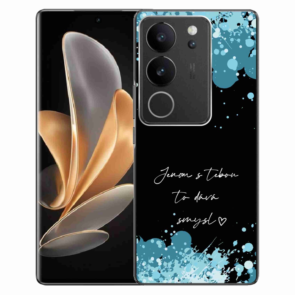Gélový kryt mmCase na Vivo V29 5G - zamilovaný text čierne pozadie