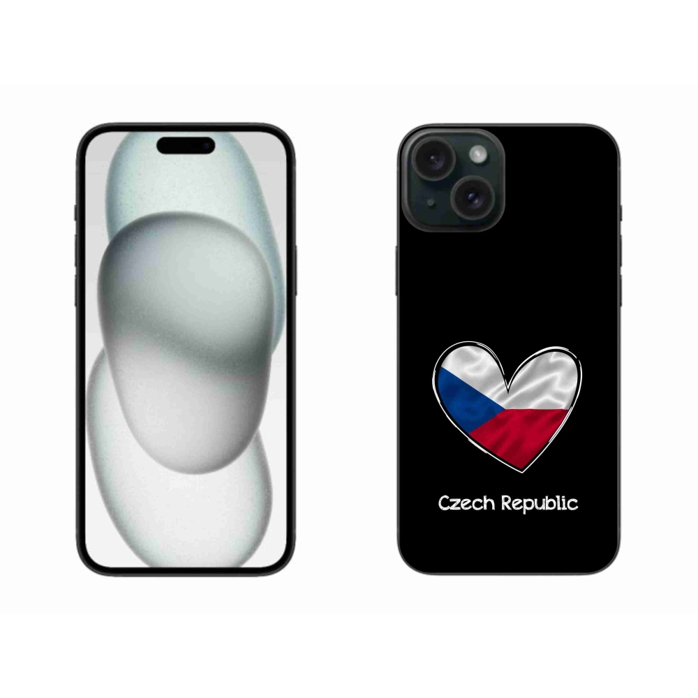 Gélový kryt mmCase na iPhone 15 Plus - vlajka srdca čierne pozadie