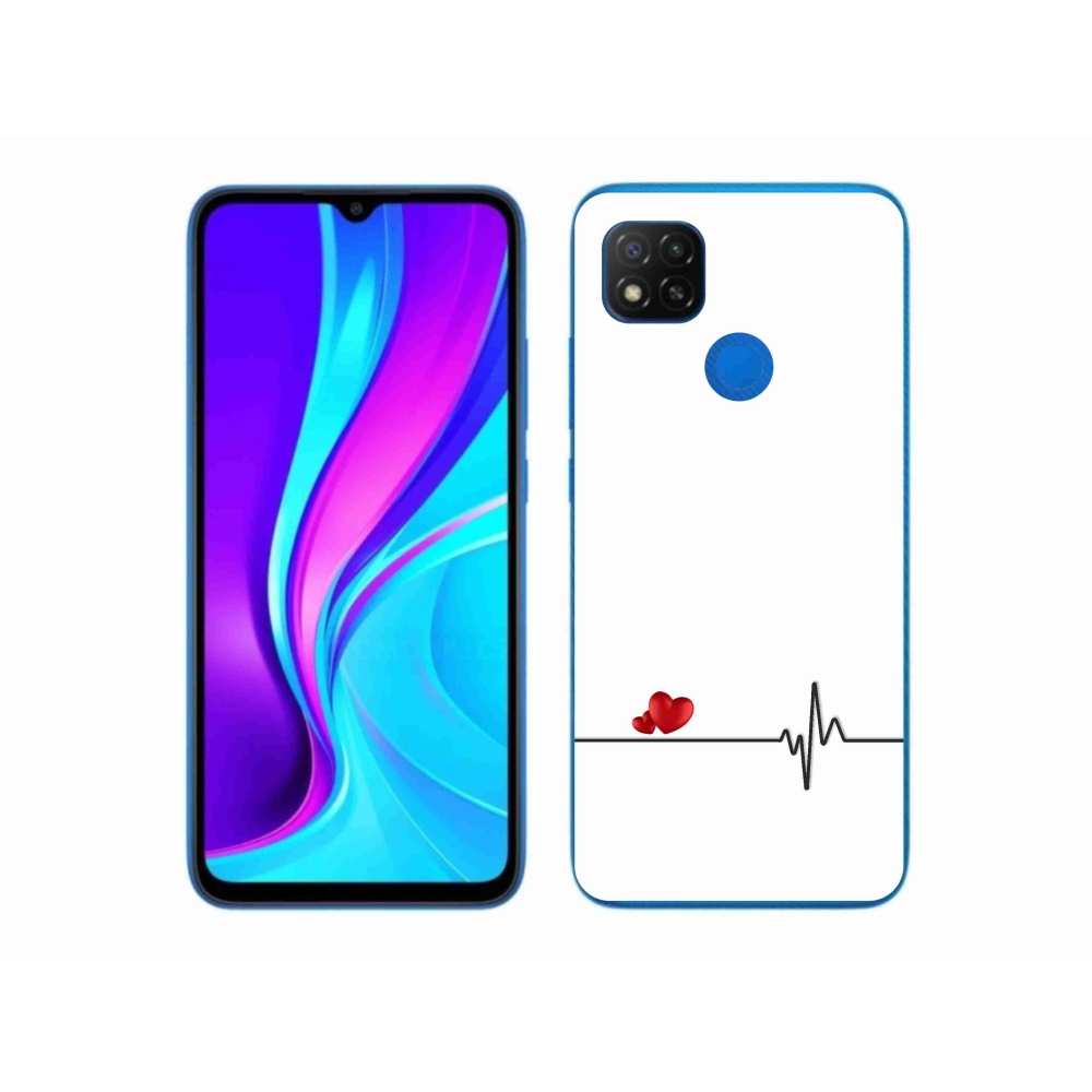 Gélový kryt mmCase na Xiaomi Redmi 9C - srdce a tep biele pozadie