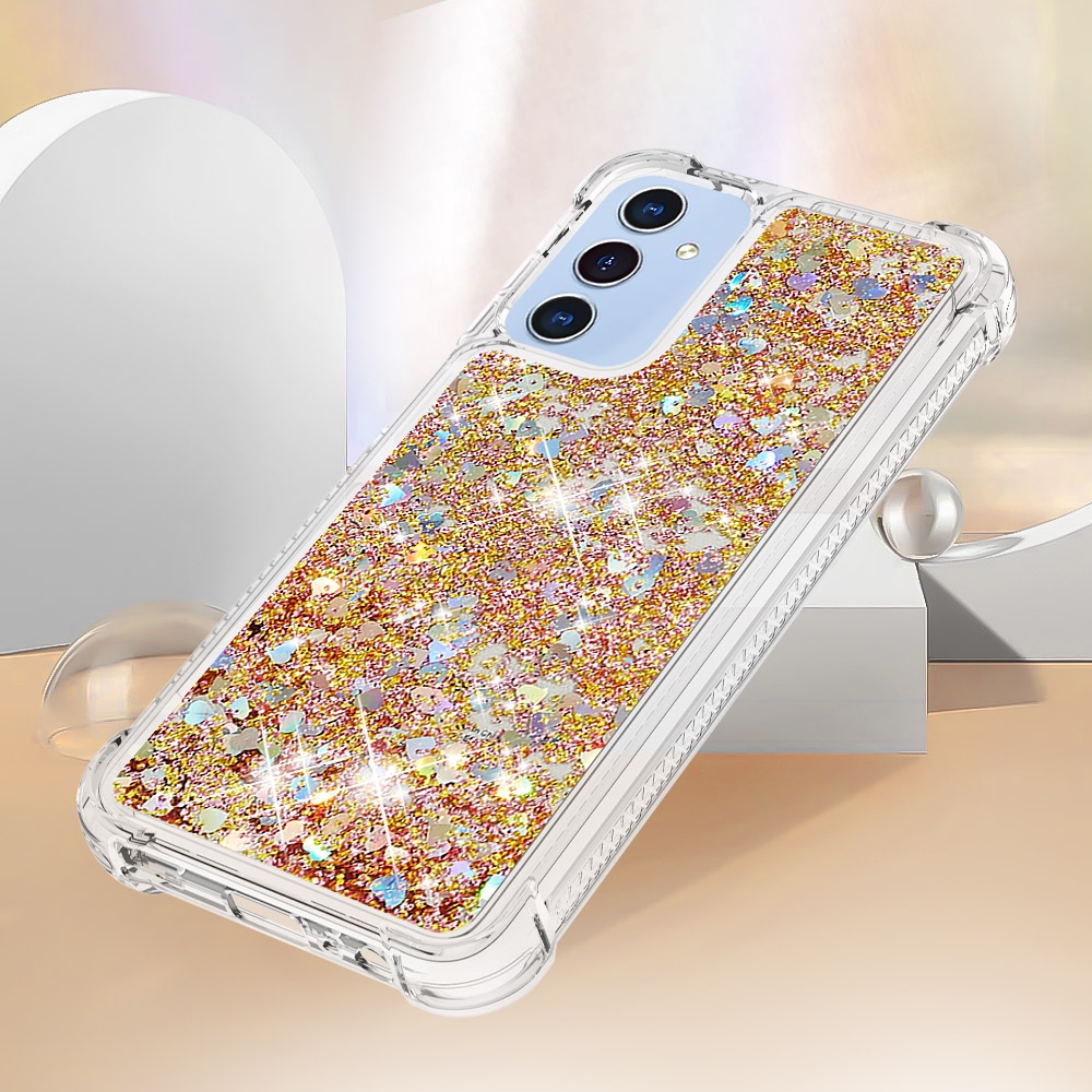 Glitter presýpacie gélový obal na Samsung Galaxy A17 5G - zlatý/srdiečka