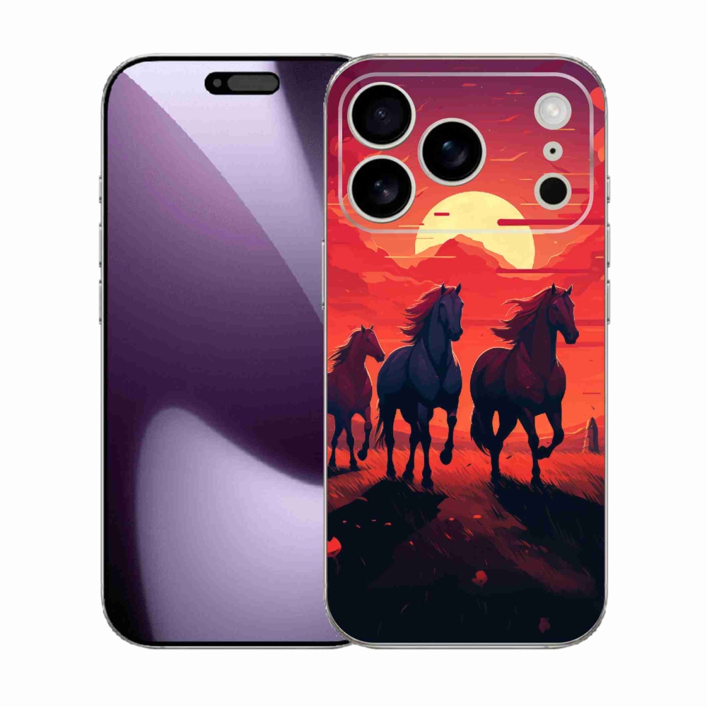 Gélový kryt mmCase na iPhone 17 Pro - kone a západ slnka