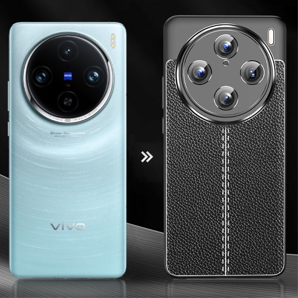 Litchi odolný gélový obal na Vivo X100 Pro 5G - čierny