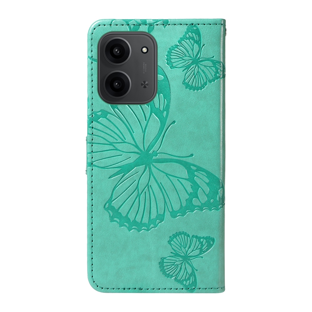 Big Butterfly knižkové púzdro na Xiaomi Redmi 15C 4G/5G (173mm) - modrozelené