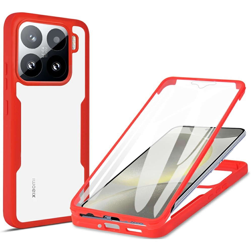 Acryl gélový obal s rámčekom pre ochranou displeja na Xiaomi 15 - červený
