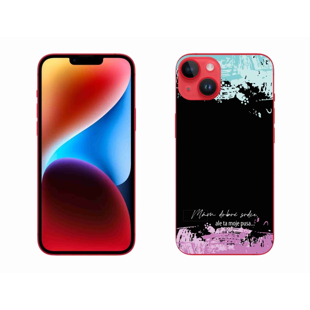 Gélový kryt mmCase na iPhone 14 Plus - vtipný text 3 čierne pozadie