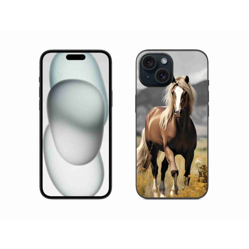 Gélový kryt mmCase na iPhone 15 - hnedý kôň 1