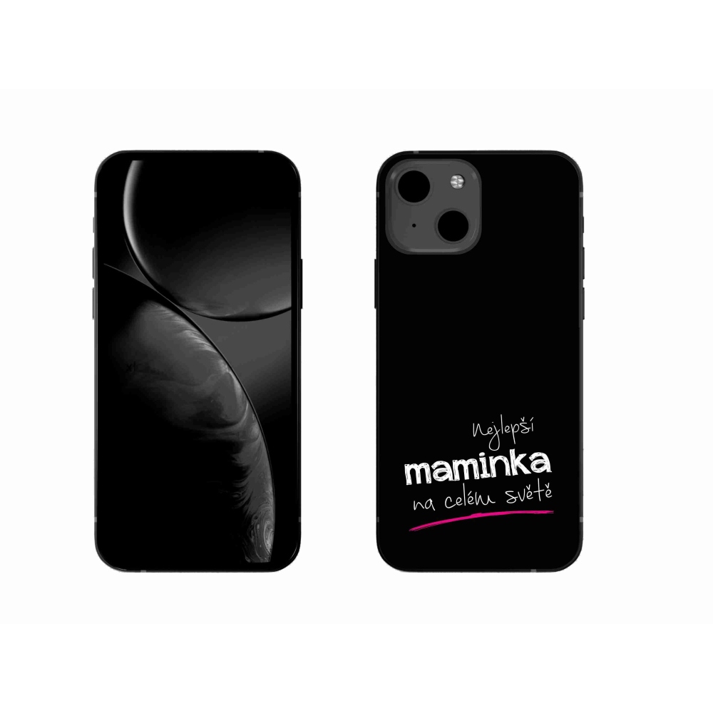 Gélový kryt mmCase na iPhone 13 6.1 - najlepšia mamička 4 čierne pozadie