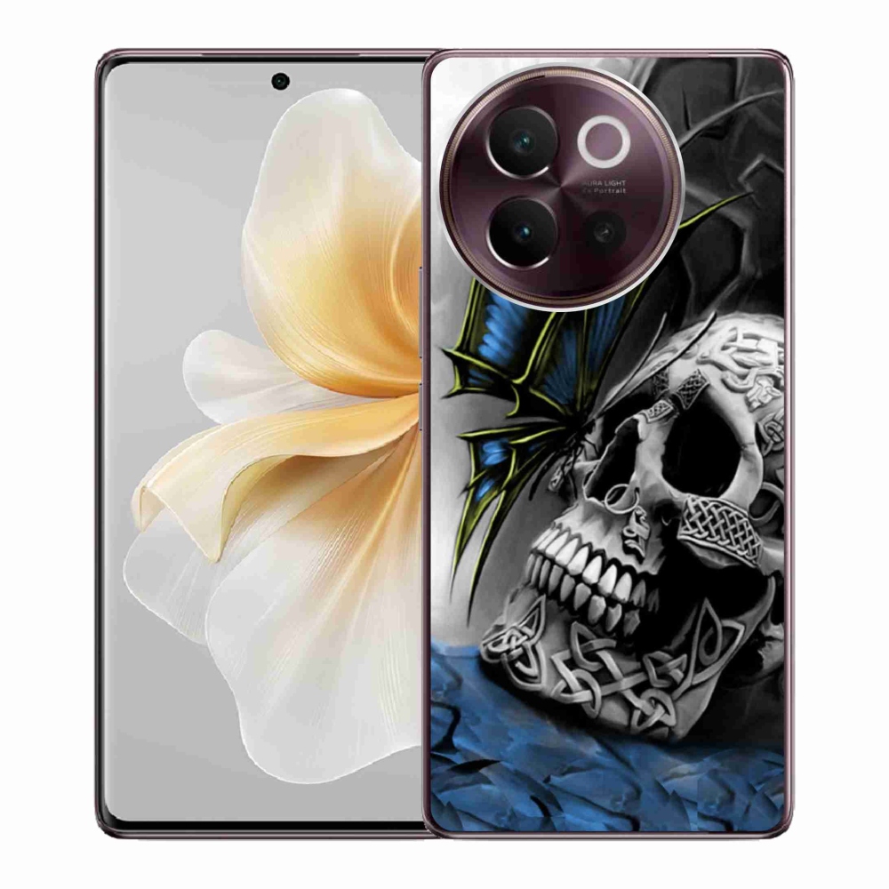 Gélový kryt mmCase na Vivo V40 Lite 5G - motýľ a lebka