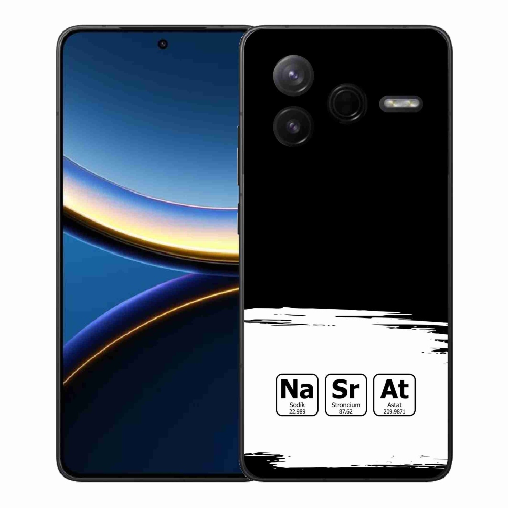 Gélový kryt mmCase na Xiaomi Poco F7 Pro - chemické prvky bieločierne pozadie