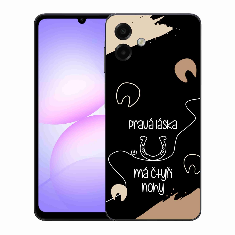 Gélový kryt mmCase na Samsung Galaxy A07 4G - konský motív čierne pozadie