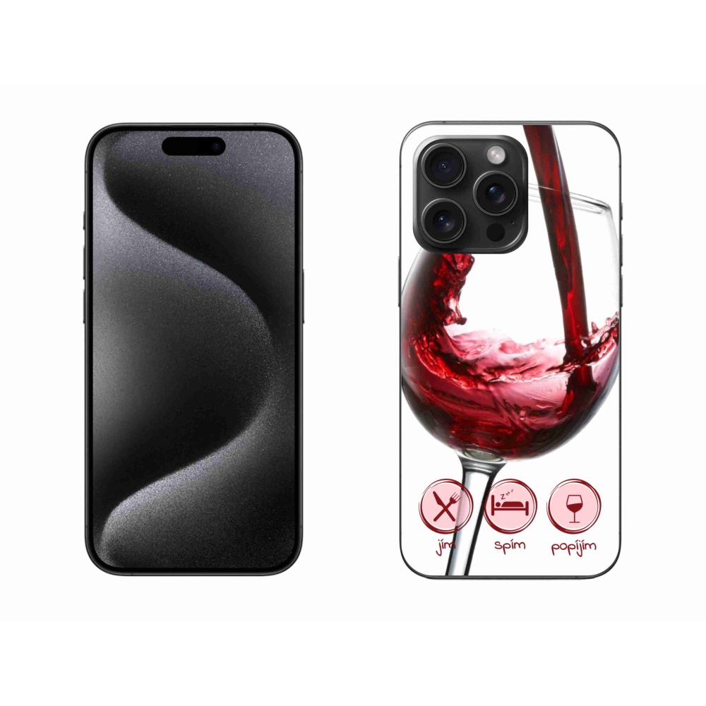 Gélový obal mmCase na iPhone 15 Pro Max - pohár vína červené