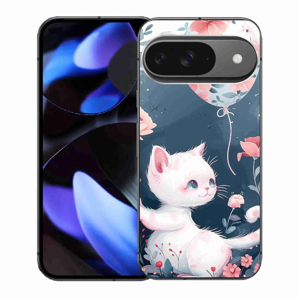 Gélový kryt mmCase na Google Pixel 9/9 Pro - mačiatko s balónikom