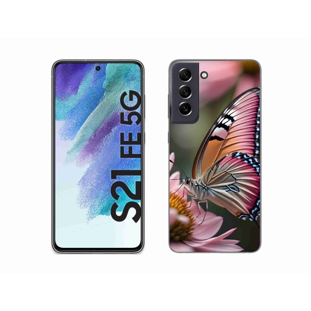 Gélový kryt mmCase na Samsung Galaxy S21 FE 5G - farebný motýľ
