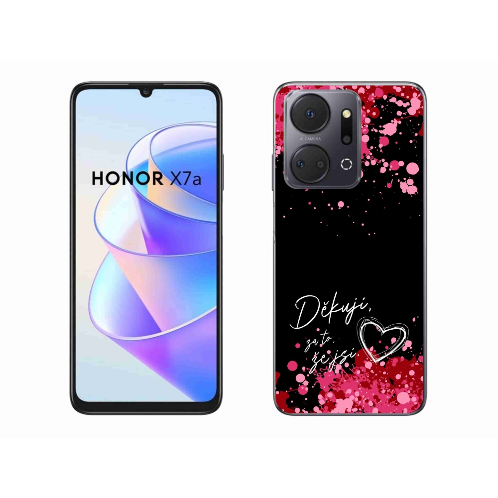 Gélový kryt mmCase na Honor X7a - zamilovaný text 2 čierne pozadie