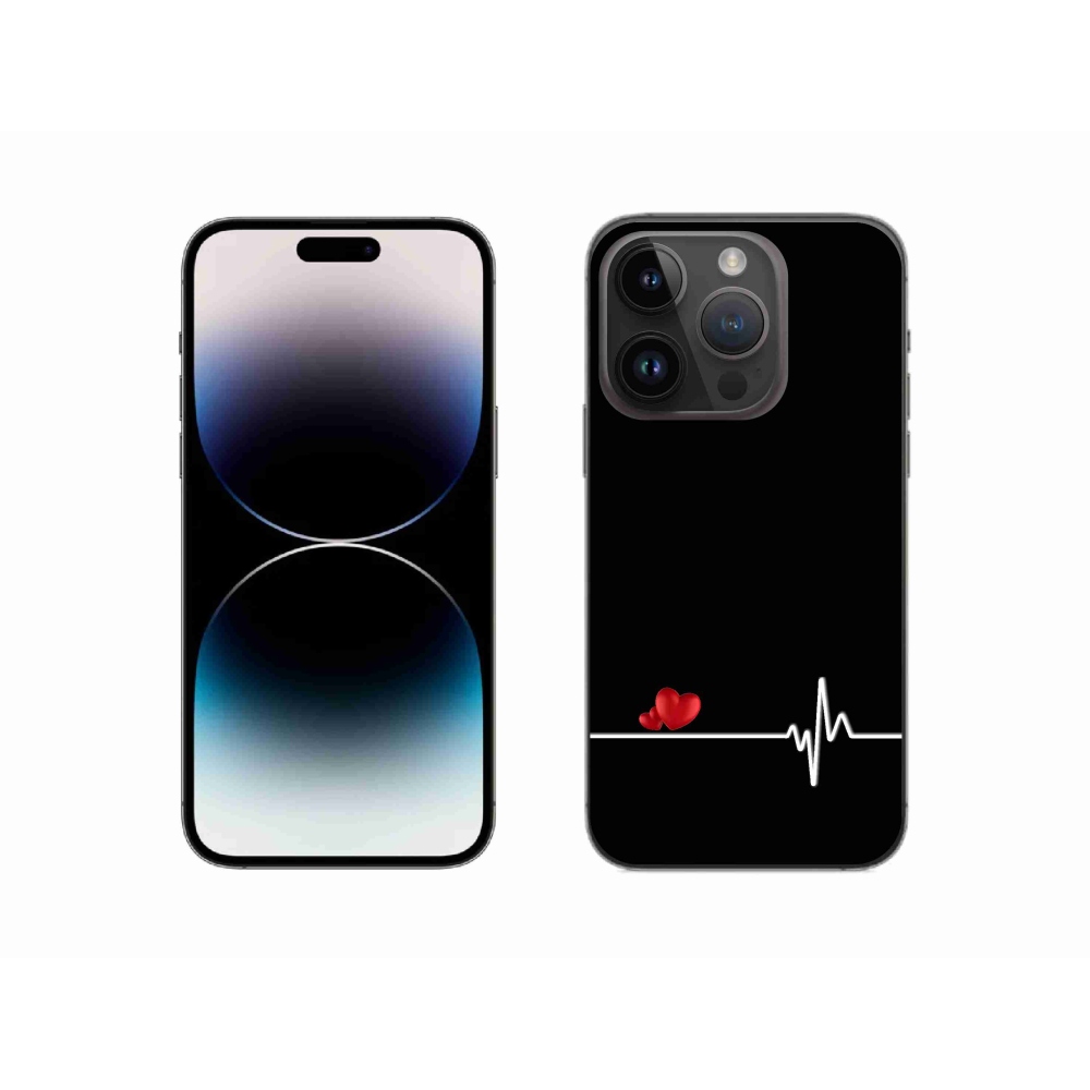 Gélový kryt mmCase na iPhone 14 Pro 6.1 - srdce a tep čierne pozadie