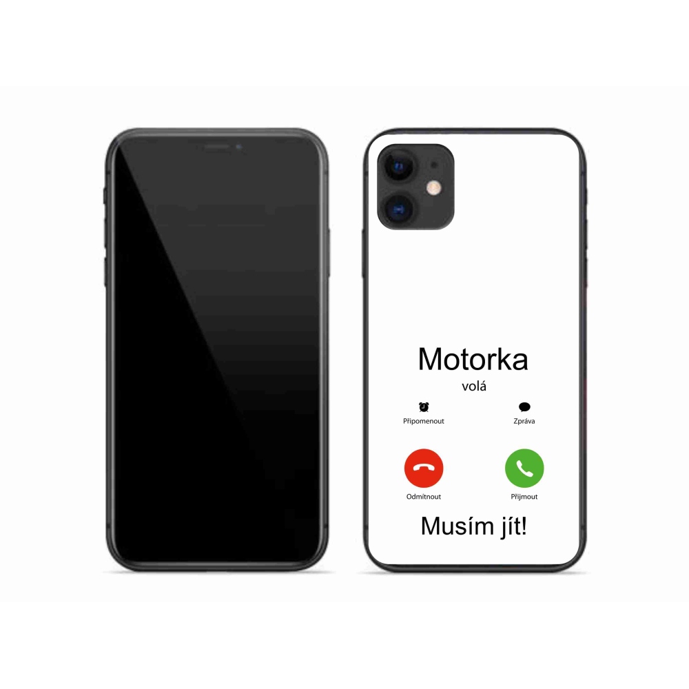 Gélový kryt mmCase na iPhone 11 - motorka volá biele pozadie