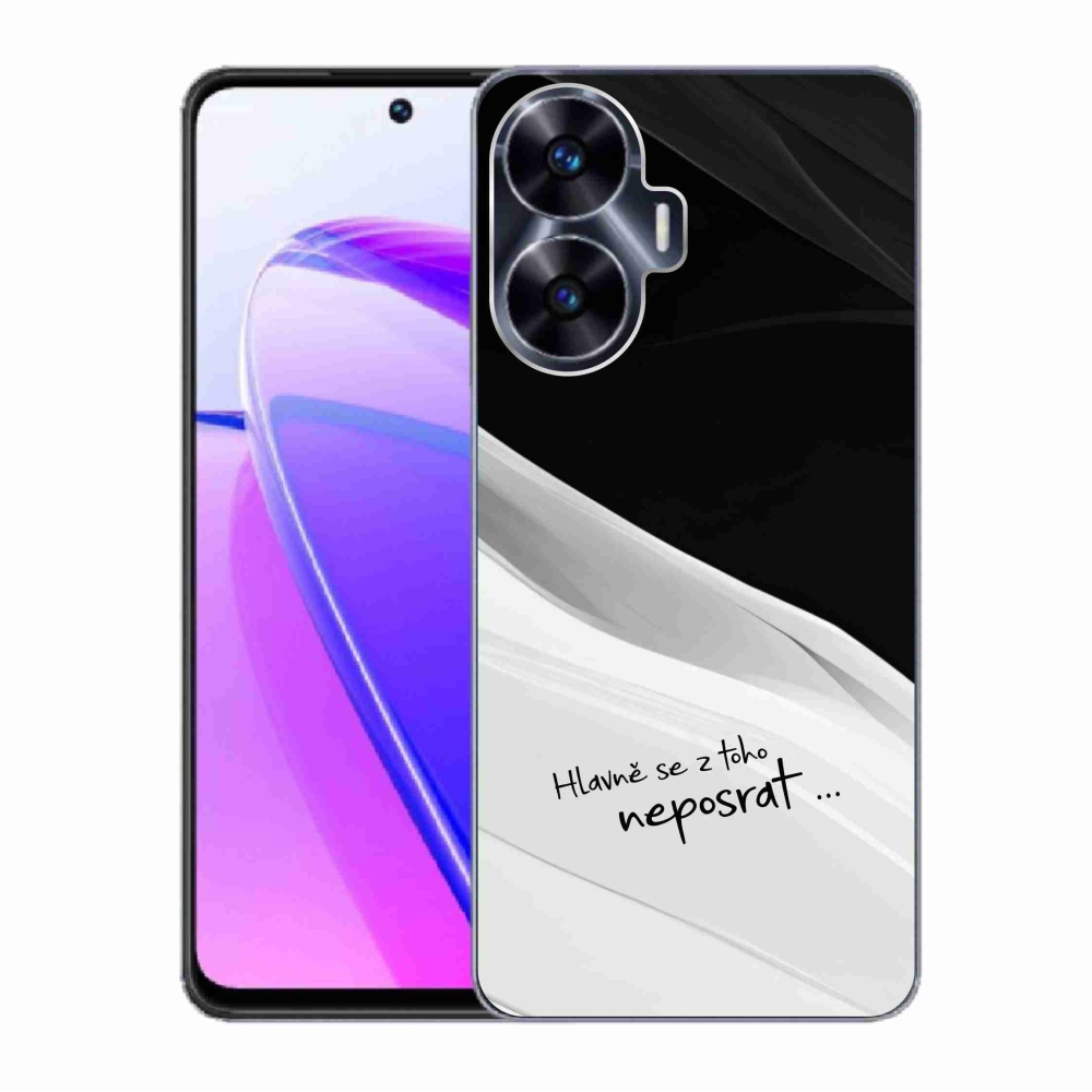 Gélový kryt mmCase na Realme C55 - vtipný text 13 bieločierne pozadie