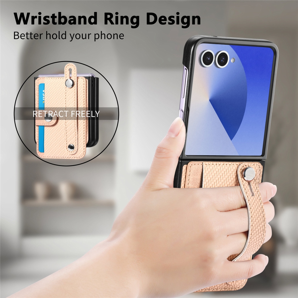 Wrisat plastový kryt s umelou kožou na Samsung Galaxy Z Flip7 5G - khaki