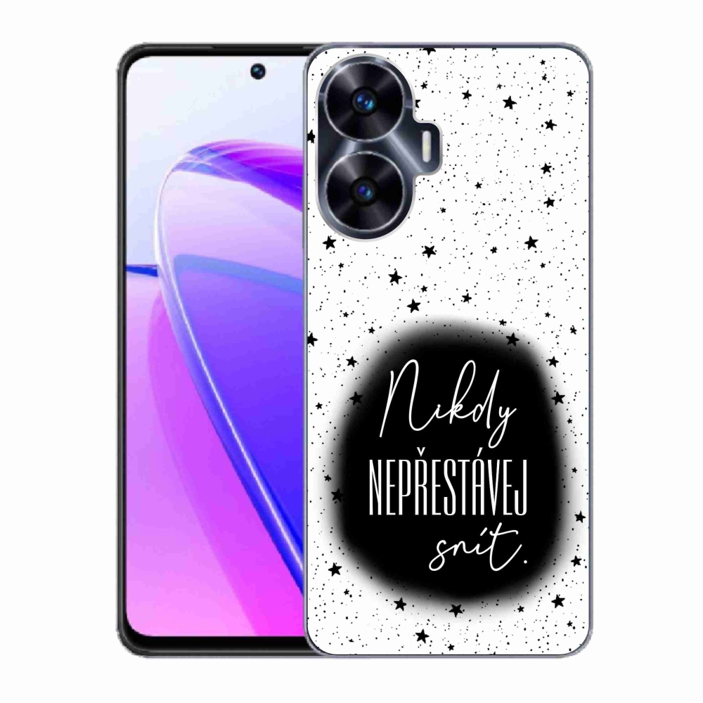 Gélový kryt mmCase na Realme C55 - citát 1 čiernobiele pozadie