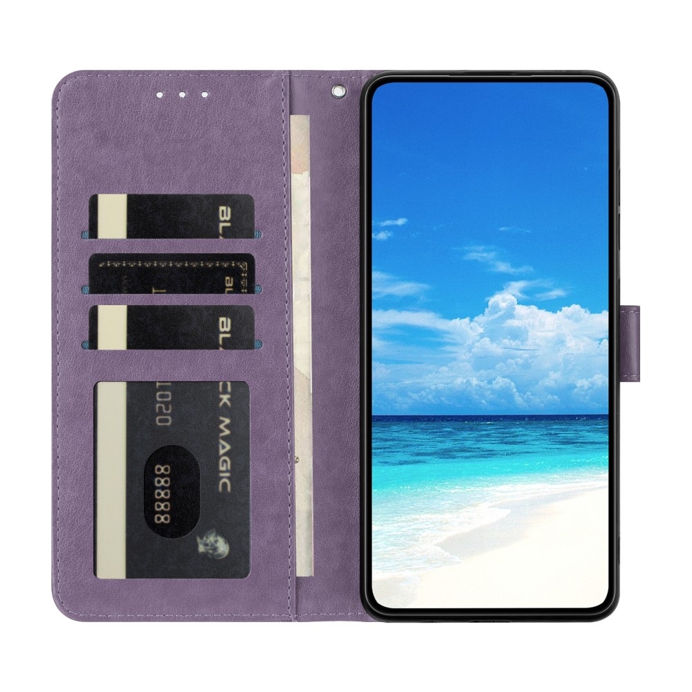 Floral Butterfly knižkové puzdro na Xiaomi Redmi A5 (171.7x77.8x8.3mm) - fialové