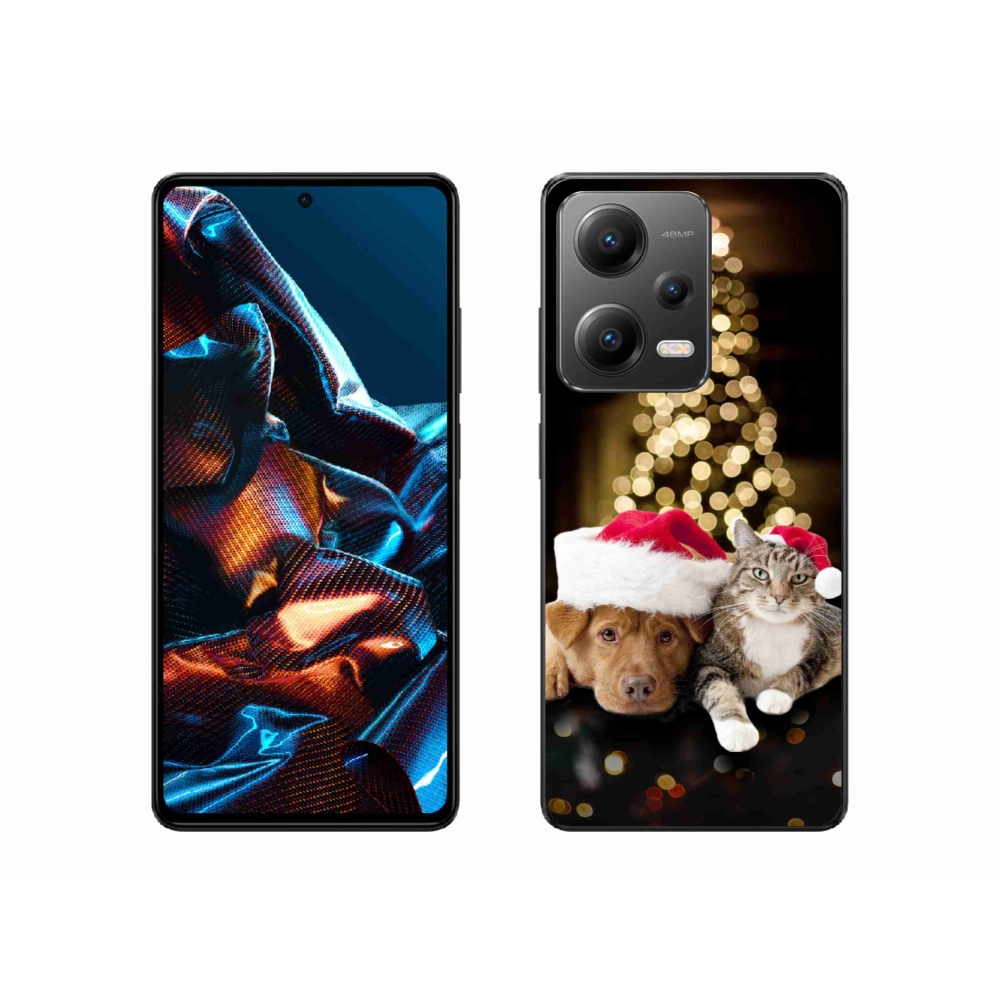 Gélový kryt mmCase na mobil Xiaomi Redmi Note 12 Pro 5G - vianočný pes a mačka