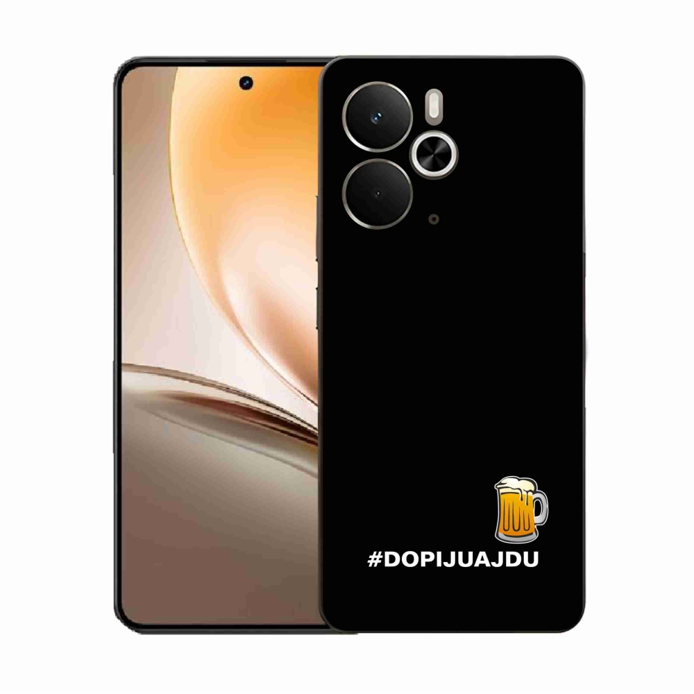 Gélový kryt mmCase na Realme 14 5G - pivný motív 1 čierne pozadie