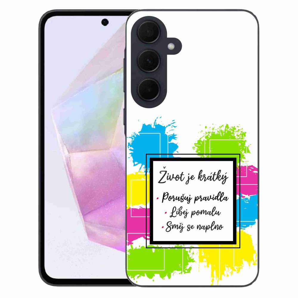 Gélový kryt mmCase na Samsung Galaxy A35 5G - citát 5 biele pozadie