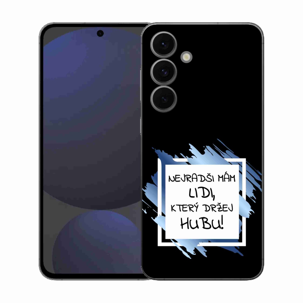 Gélový kryt mmCase na Samsung Galaxy S25 FE - vtipný text 7 bieločierne pozadie