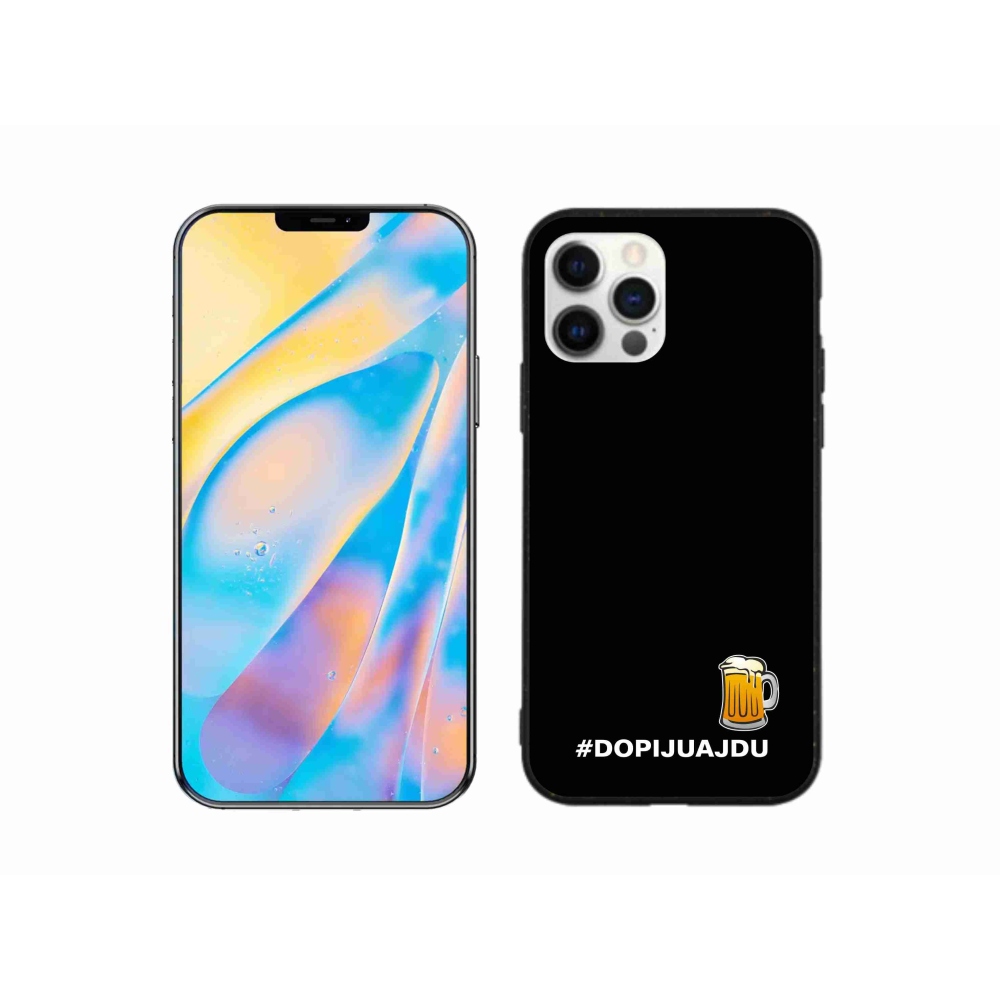 Gélový kryt mmCase na iPhone 12 - pivný motív 1 čierne pozadie