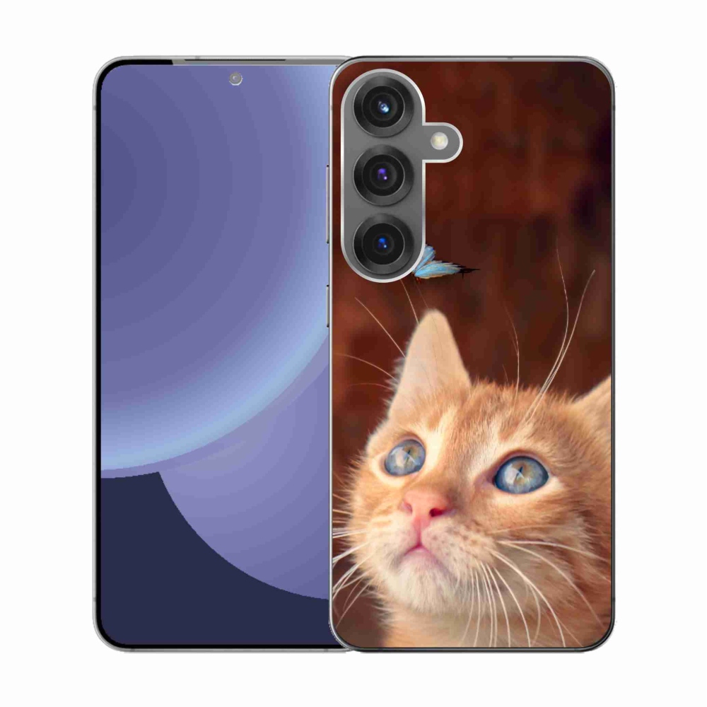 Gélový kryt mmCase na Samsung Galaxy S25 - motýľ a mačiatko