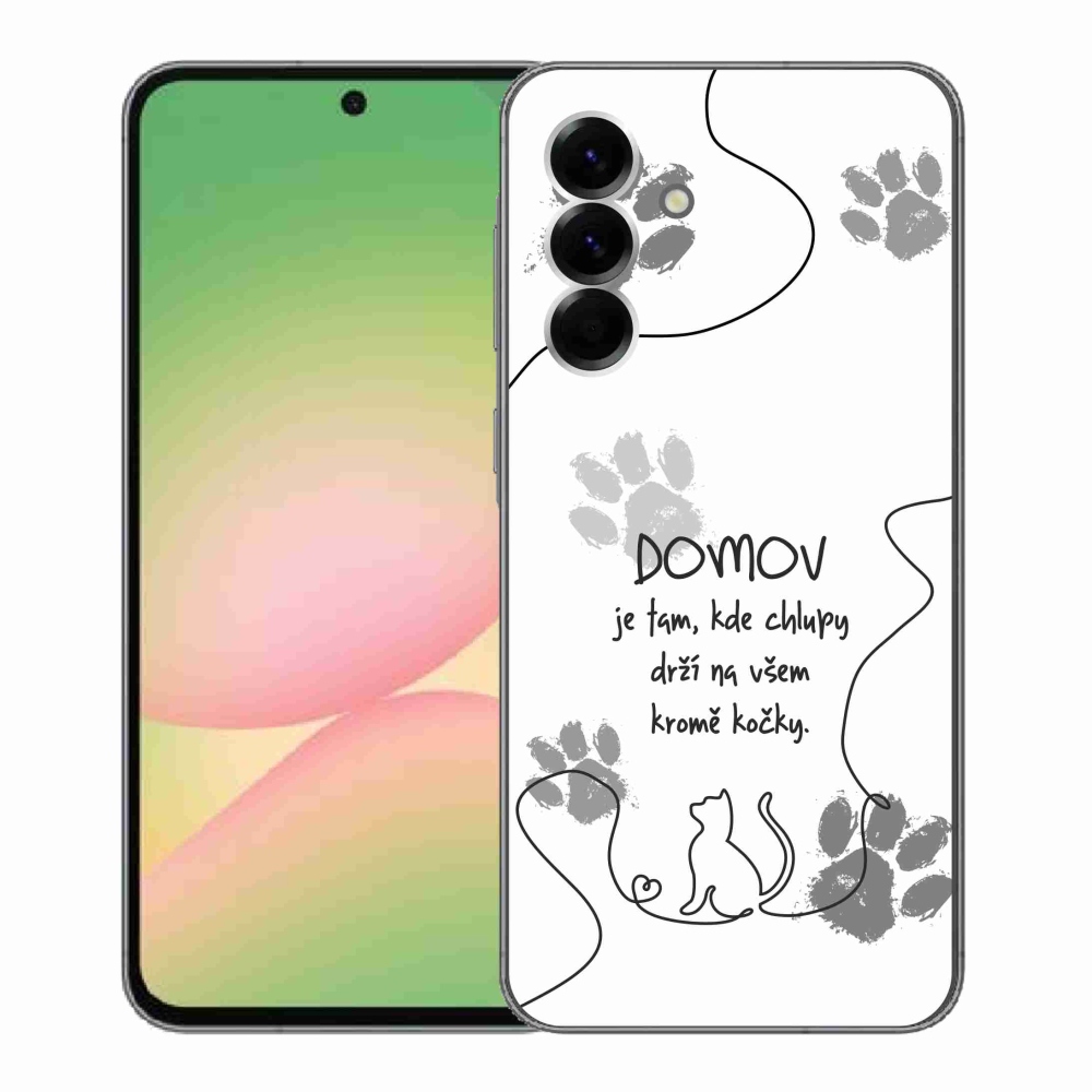Gélový kryt mmCase na Samsung Galaxy A56 5G - mačacie motív biele pozadie