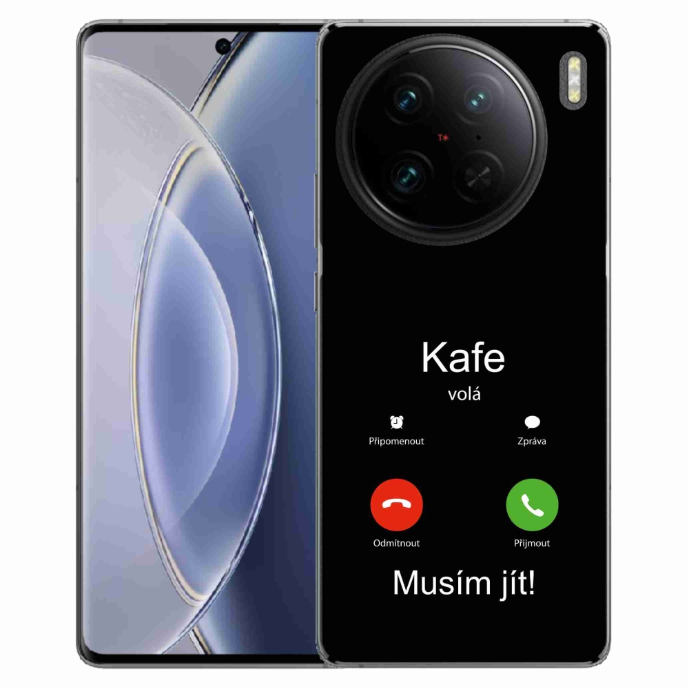 Gélový kryt mmCase na Vivo X90 Pro - káva volá čierne pozadie