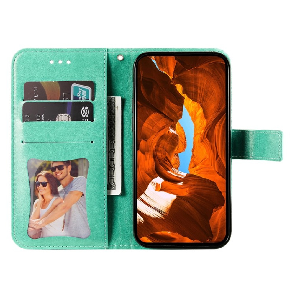 Floral knižkové puzdro na Vivo Y29s 5G - modrozelené