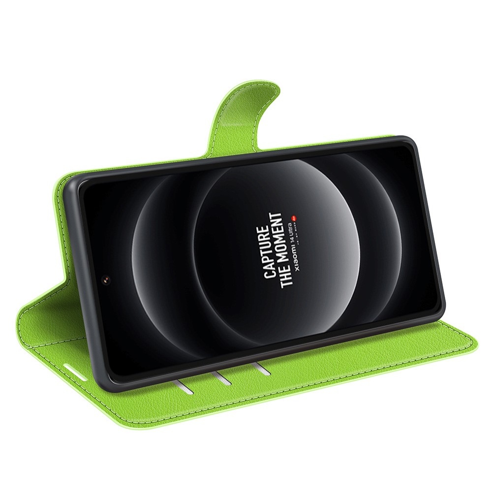 Litchi knižkové púzdro na Xiaomi 14 Ultra - zelené