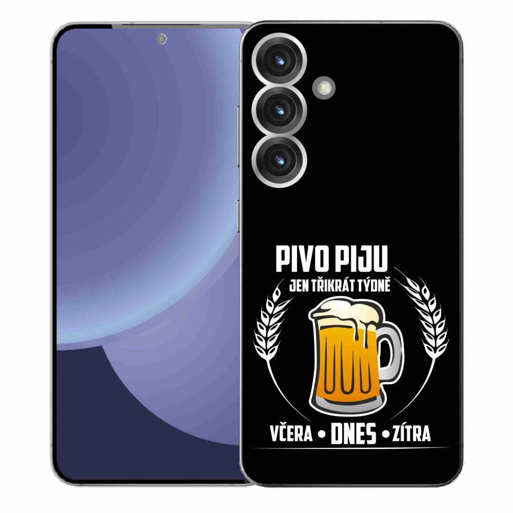 Gélový kryt mmCase na Samsung Galaxy S25+ - pivný motív čierne pozadie