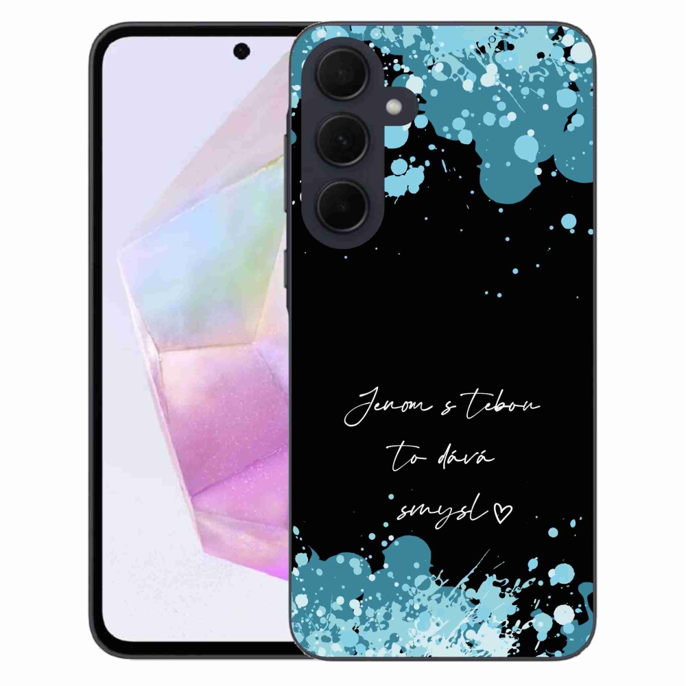 Gélový kryt mmCase na Samsung Galaxy A35 5G - zamilovaný text čierne pozadie